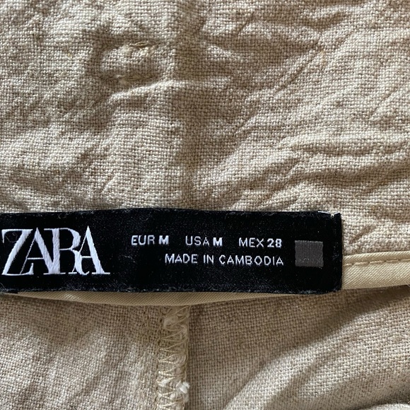 Zara Linen Belted Shorts with Pleated Front Size M - Picture 5 of 6